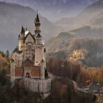neuschwanstein, castle, germany, landmark, architecture, europe, bavaria, landscape, german, travel, palace, tower, building, famous, medieval, ludwig, brown travel, brown landscape, brown building, brown castle, castle, castle, castle, castle, castle, germany