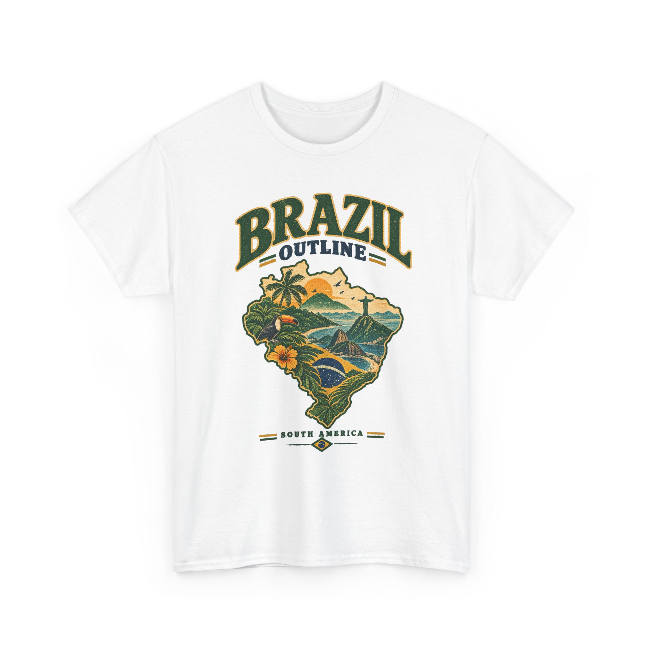 Brazil Outline South America Travel Graphic Tee